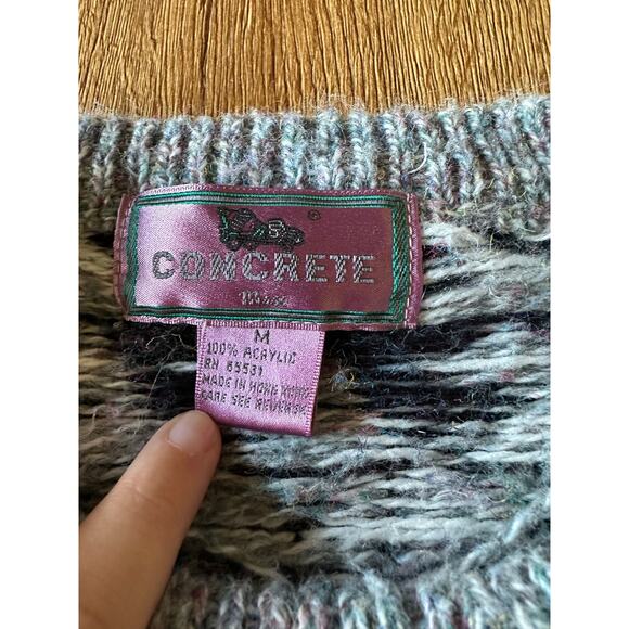 Concrete Mix Vintage Pattern Knit Sweater Size Medium - Picture 2 of 4